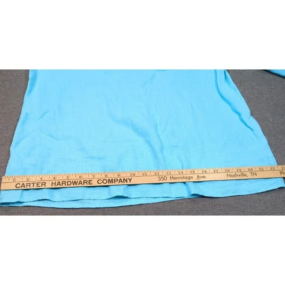 Eileen Fisher Irish Linen Tunic Blue Split Top Neck Tie 3/4 Sleeve Womens PM - Picture 11 of 15